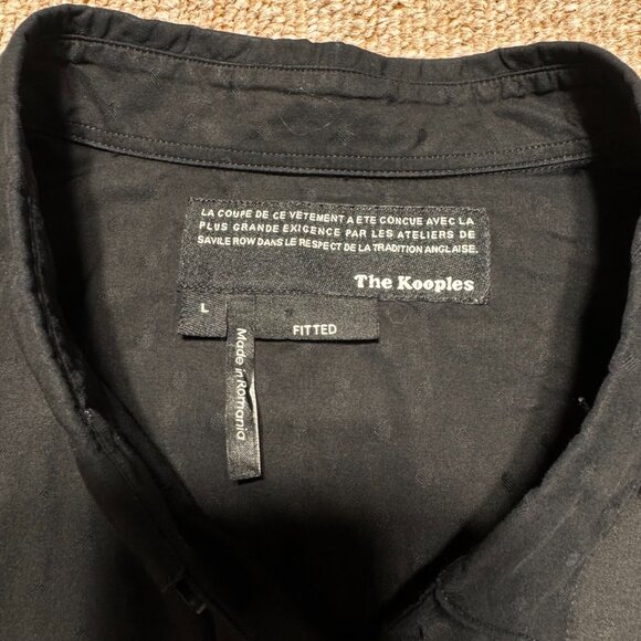 The Kooples Black Long Sleeve Button Up Shirt Polka Dot Fitted Mens Large - Picture 6 of 8